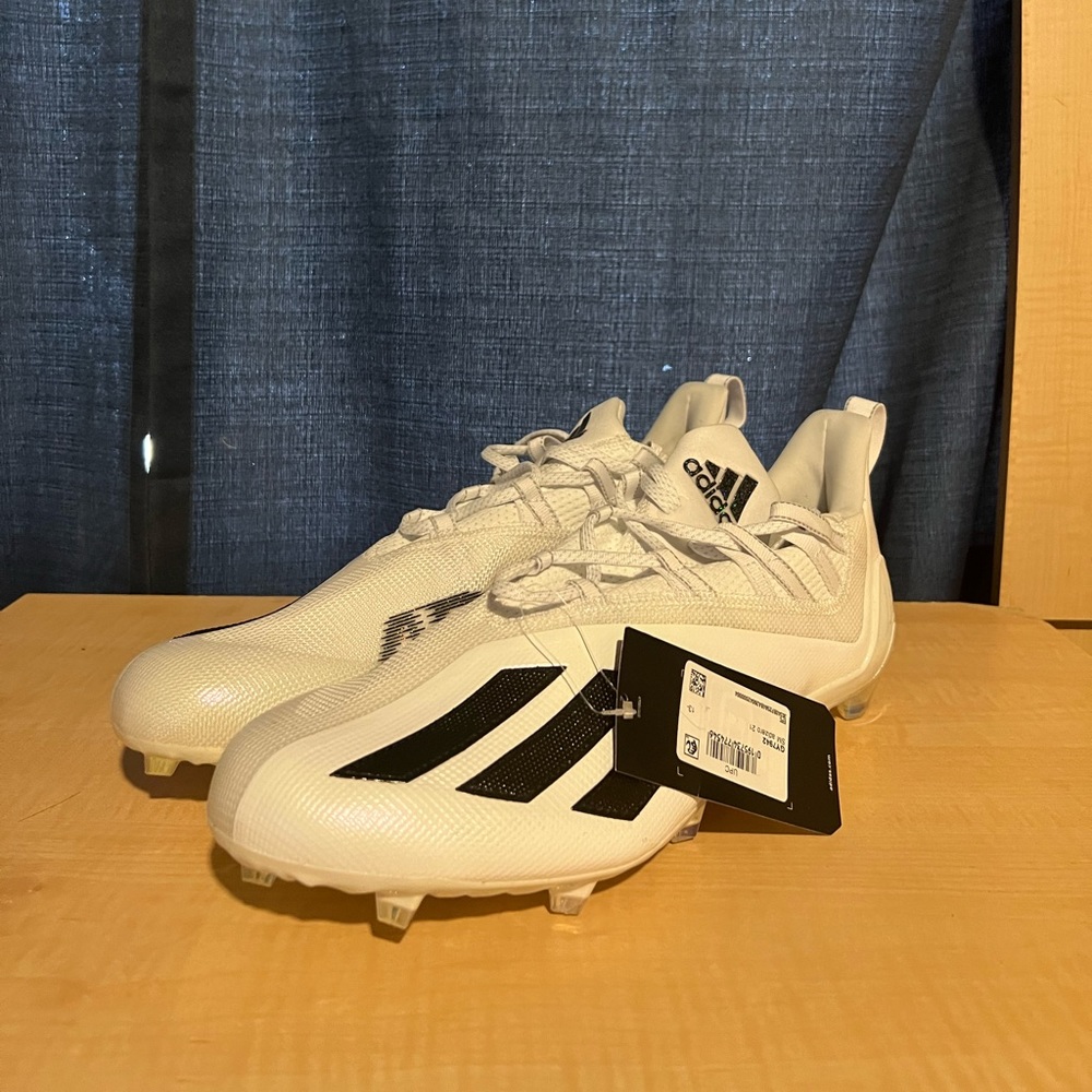 RARE ADIDAS ADIZERO 21 FOOTBALL CLEATS White Black - MENS Size 13.5 - (GY7942)